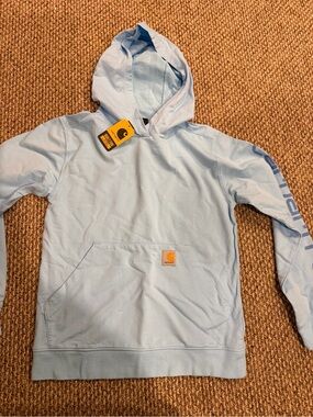 NWT Carhartt Light Blue Lightweight Hoodie fits XL Kids/XS Women’s
